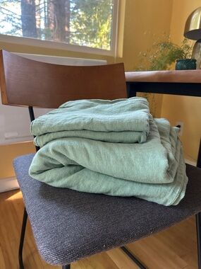 Magic Linen Soft Sage Green Linen Duvet Cover Set - Home Bedding